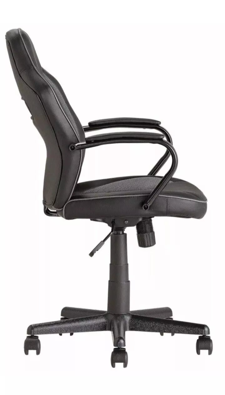 Argos Home Faux Leather Mid Back Gaming Chair - Black