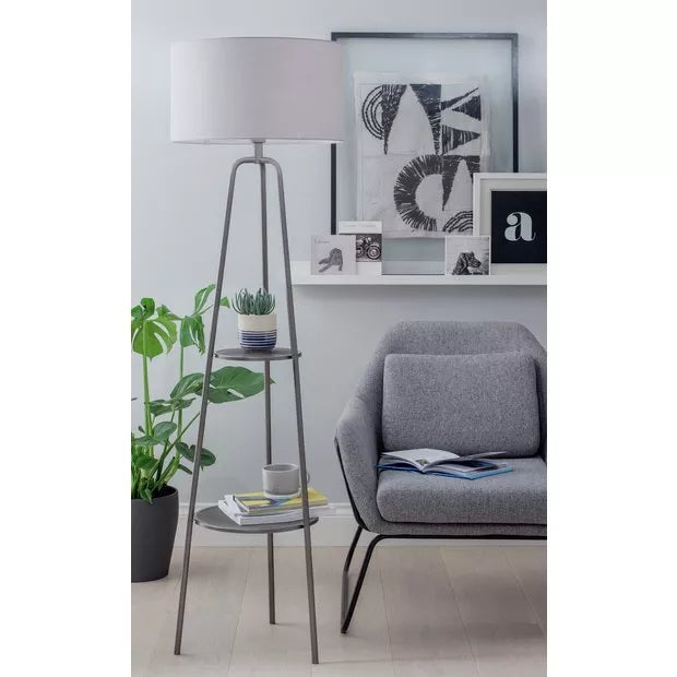 Argos Home 2 Shelved 155cm Tall Floor Lamp - Brushed Chrome