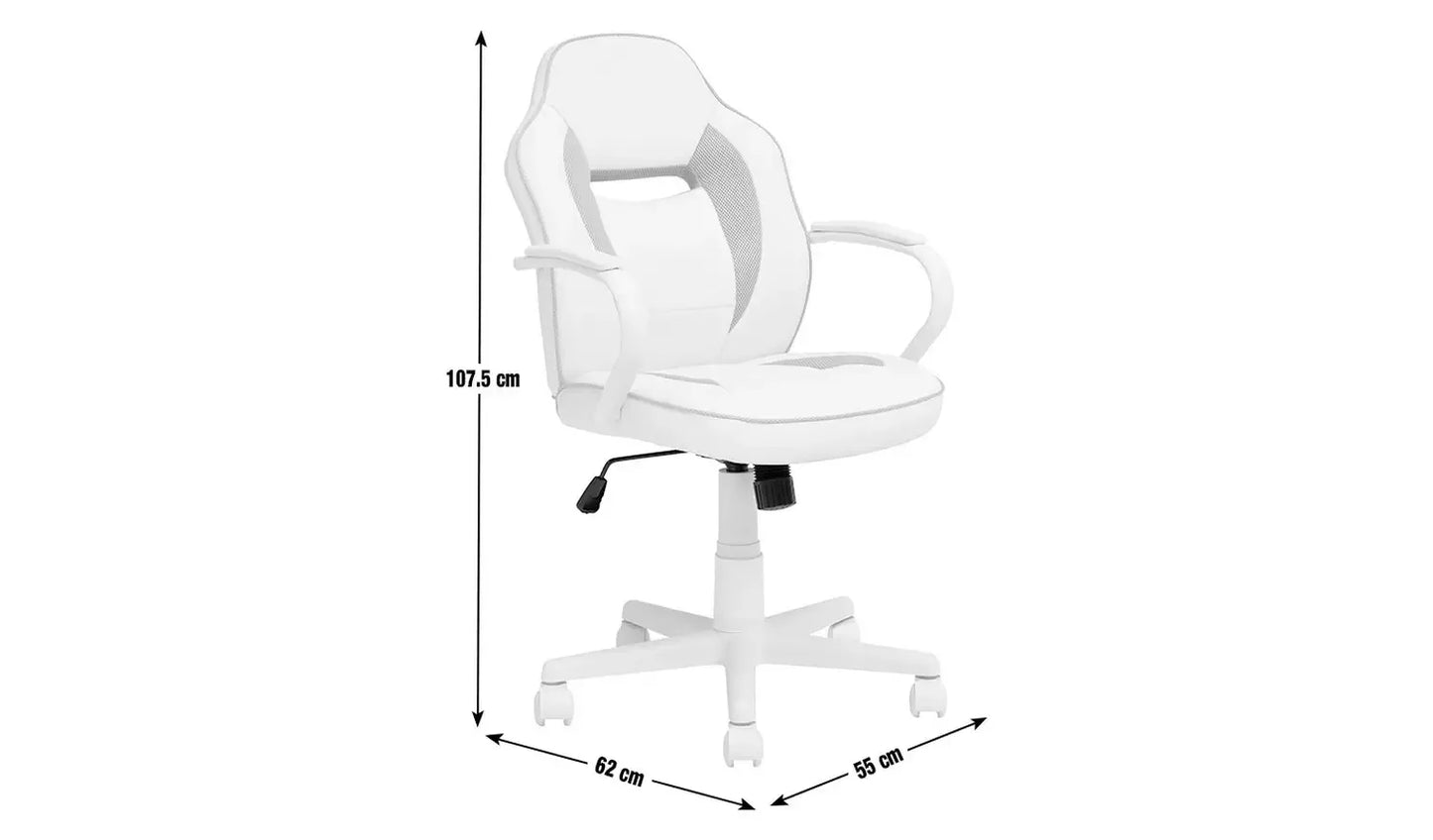 Argos Home Faux Leather Mid Back Gaming Chair - Red & Black