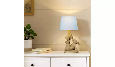 Argos Home Resin Bunny Table Lamp - Light Oak & Blue